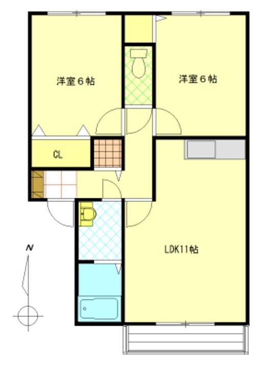 栃木県佐野市久保町(アパート)の賃貸物件の間取り