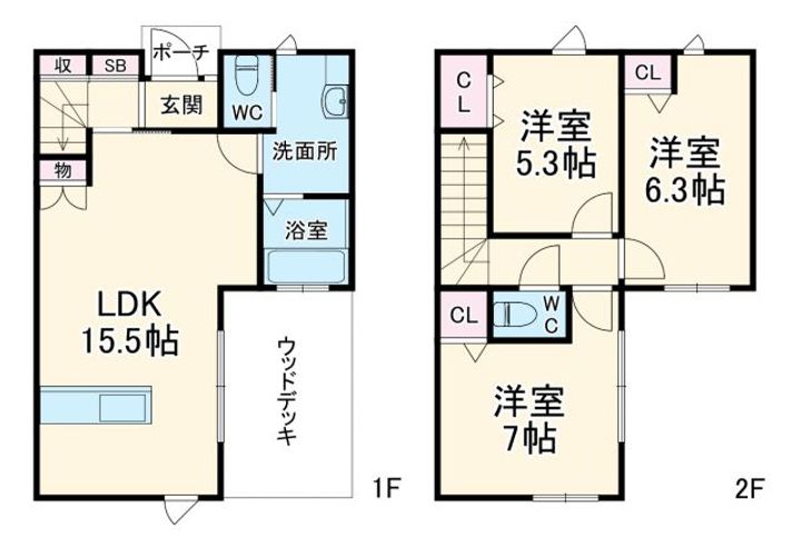 静岡県浜松市中央区富塚町(一戸建)の賃貸物件の間取り