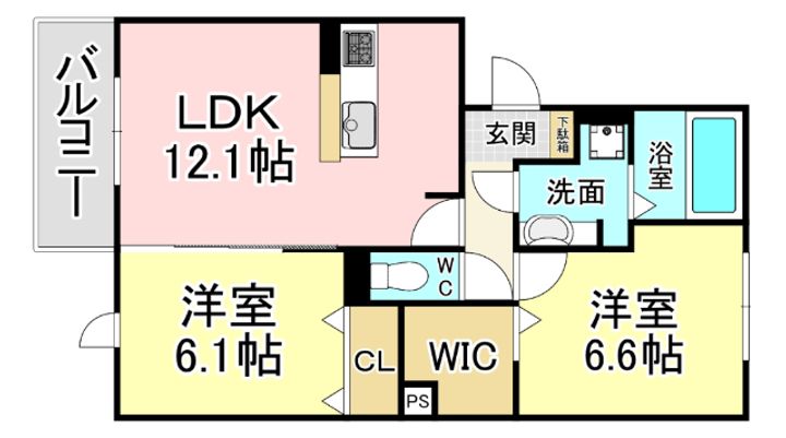 福岡県北九州市戸畑区沢見1(アパート)の賃貸物件の間取り