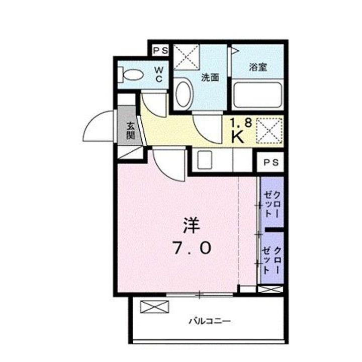 広島県福山市新涯町3(アパート)の賃貸物件の間取り