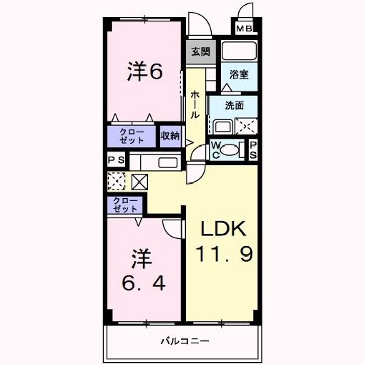 茨城県水戸市元吉田町(マンション)の賃貸物件の間取り