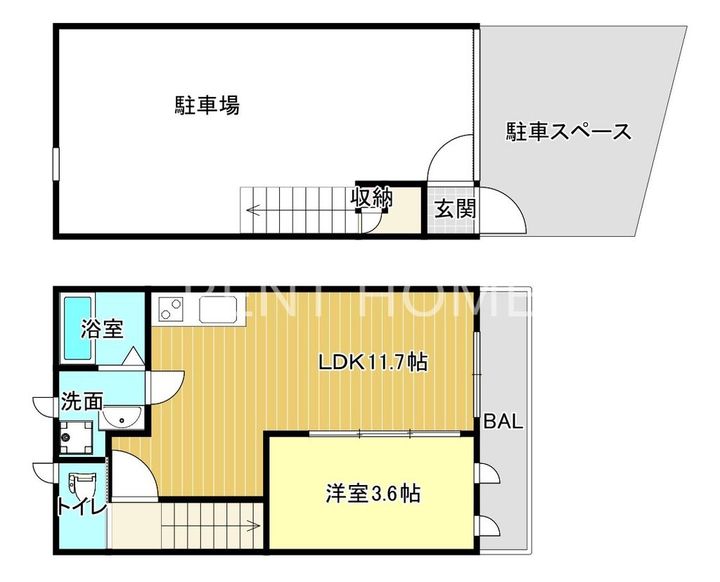大阪府東大阪市岩田町1(一戸建)の賃貸物件の間取り