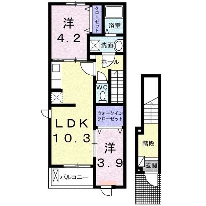 滋賀県東近江市五個荘中町(アパート)の賃貸物件の間取り