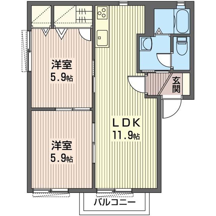 栃木県小山市犬塚6(アパート)の賃貸物件の間取り