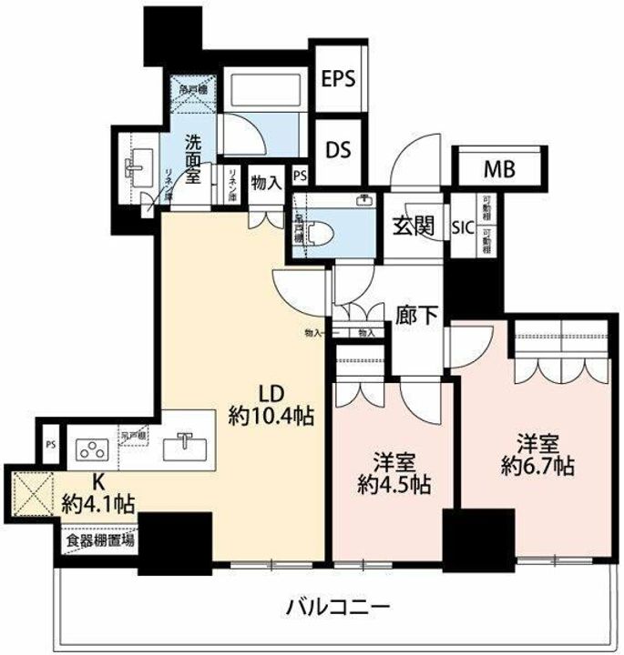 東京都港区三田2(マンション)の賃貸物件の間取り