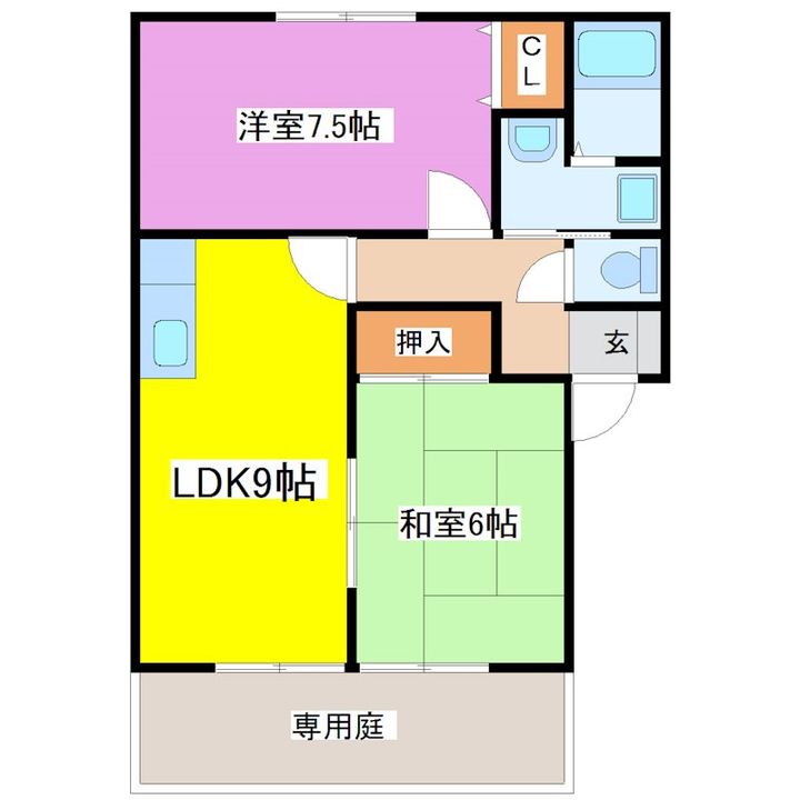 熊本県熊本市東区沼山津2(アパート)の賃貸物件の間取り