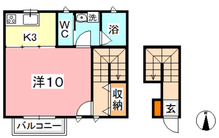岡山県倉敷市中庄(アパート)の賃貸物件の間取り
