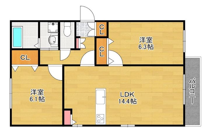 大阪府寝屋川市田井西町(マンション)の賃貸物件の間取り