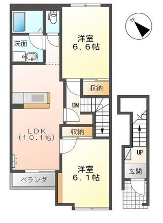 岡山県倉敷市中畝10(アパート)の賃貸物件の間取り