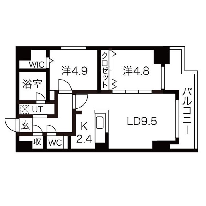 北海道札幌市中央区南十四条西9(マンション)の賃貸物件の間取り