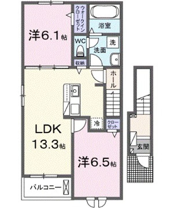 千葉県佐倉市六崎(アパート)の賃貸物件の間取り