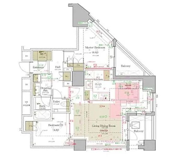 東京都渋谷区広尾5(マンション)の賃貸物件の間取り