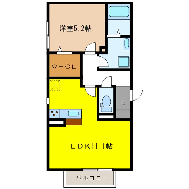 岐阜県岐阜市西野町8(アパート)の賃貸物件の間取り