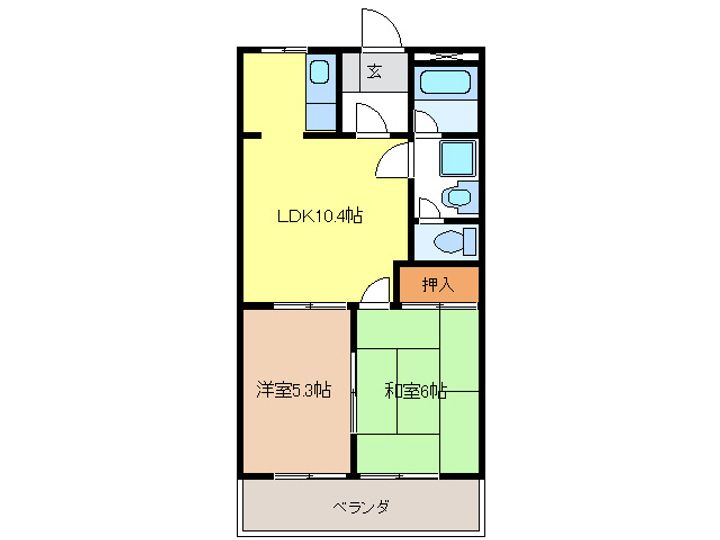 岐阜県山県市高富(アパート)の賃貸物件の間取り
