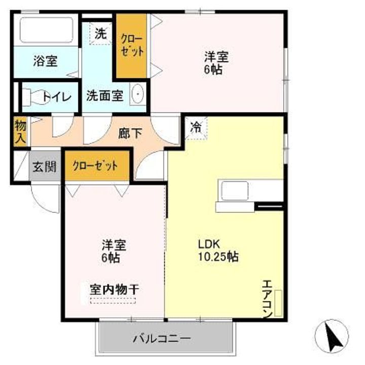 群馬県桐生市広沢町3(アパート)の賃貸物件の間取り