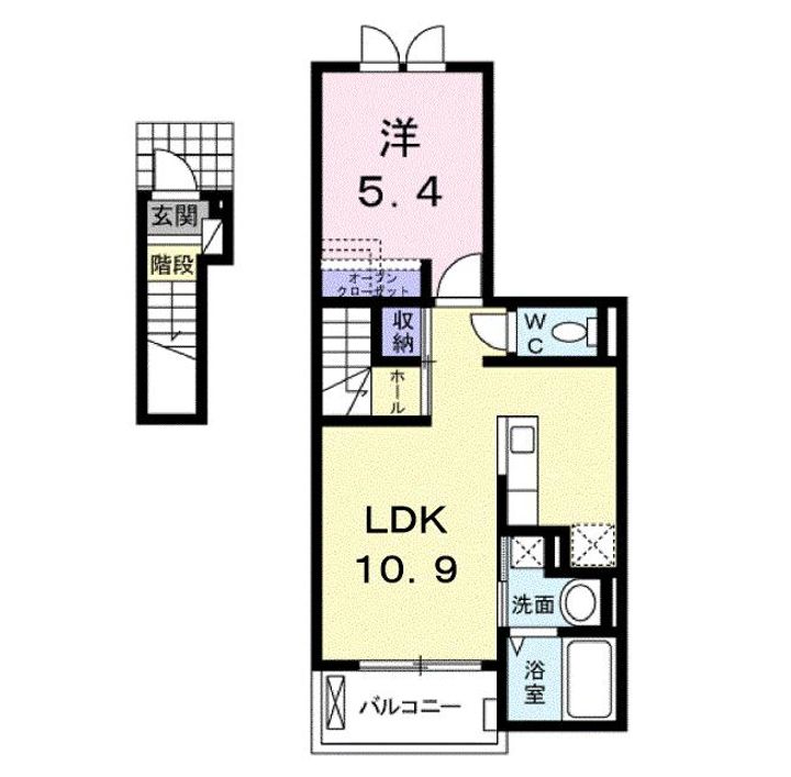 広島県福山市新涯町4(アパート)の賃貸物件の間取り