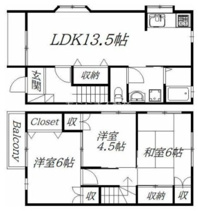 静岡県浜松市中央区上浅田2(一戸建)の賃貸物件の間取り