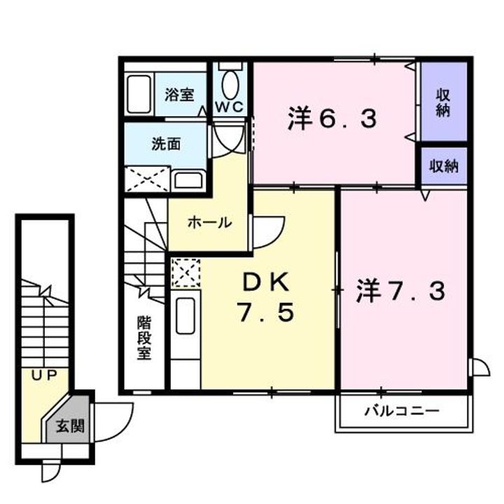 栃木県鹿沼市上石川(アパート)の賃貸物件の間取り