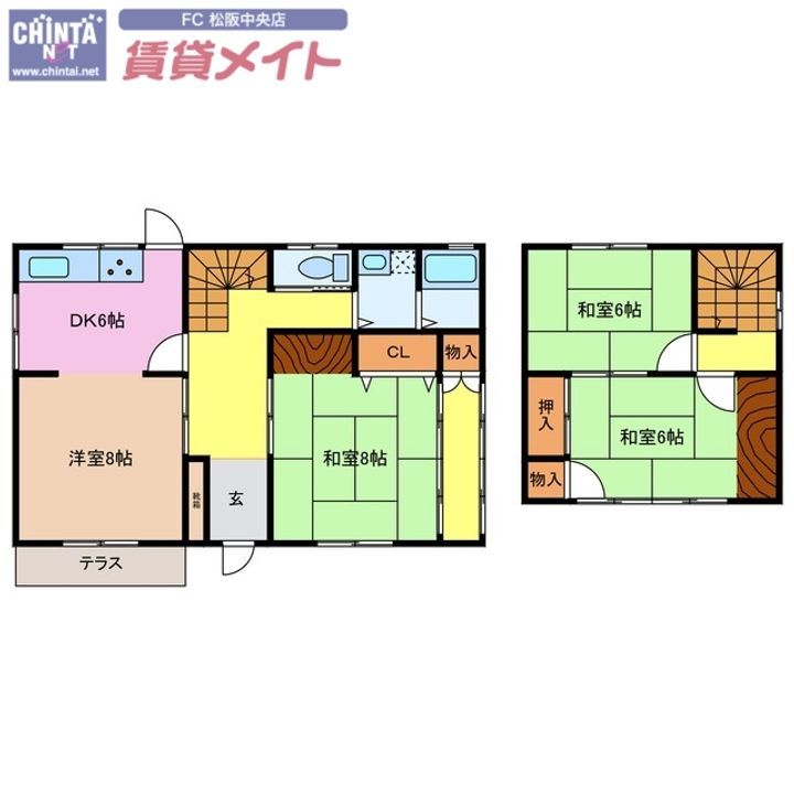 三重県松阪市駅部田町(一戸建)の賃貸物件の間取り