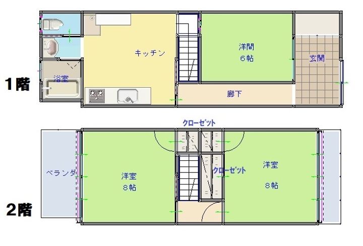 静岡県静岡市駿河区曲金2(一戸建)の賃貸物件の間取り