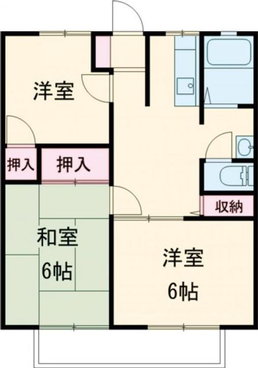 栃木県宇都宮市若松原2(アパート)の賃貸物件の間取り