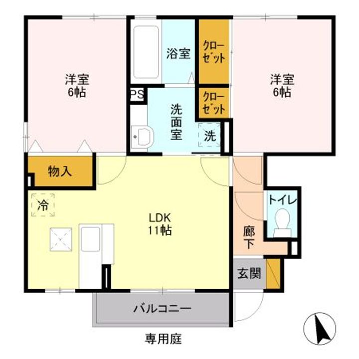 茨城県結城市みどり町1(アパート)の賃貸物件の間取り