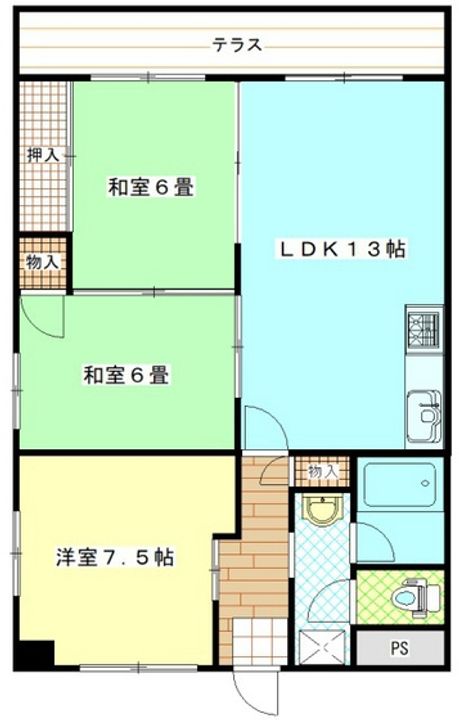 岡山県岡山市北区奥田本町の賃貸マンションの間取り