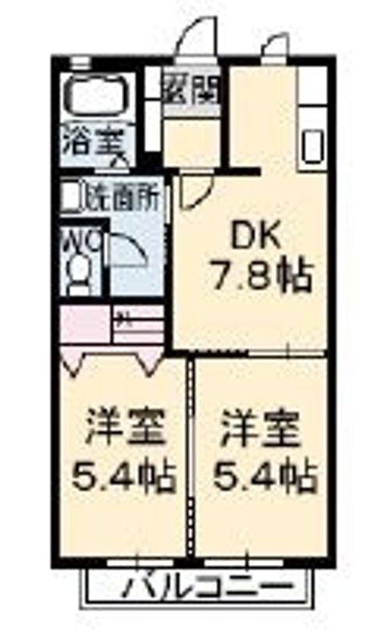 岡山県倉敷市児島上の町4の賃貸アパートの間取り