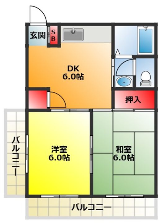大阪府大阪市東淀川区豊新2(マンション)の賃貸物件の間取り