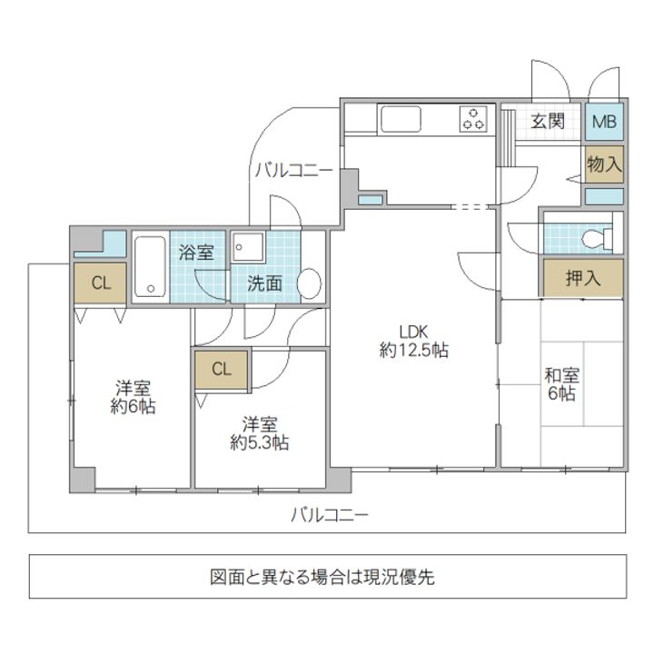 ライオンズマンション水戸三の丸の間取り