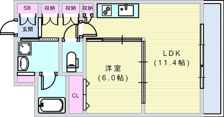 大阪府大阪市住吉区遠里小野2(マンション)の賃貸物件の間取り