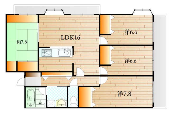 山口県下関市秋根上町1(マンション)の賃貸物件の間取り