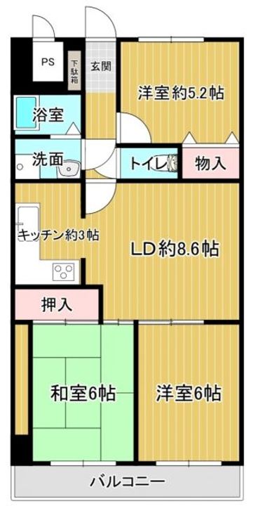 和歌山県和歌山市野崎(マンション)の賃貸物件の間取り