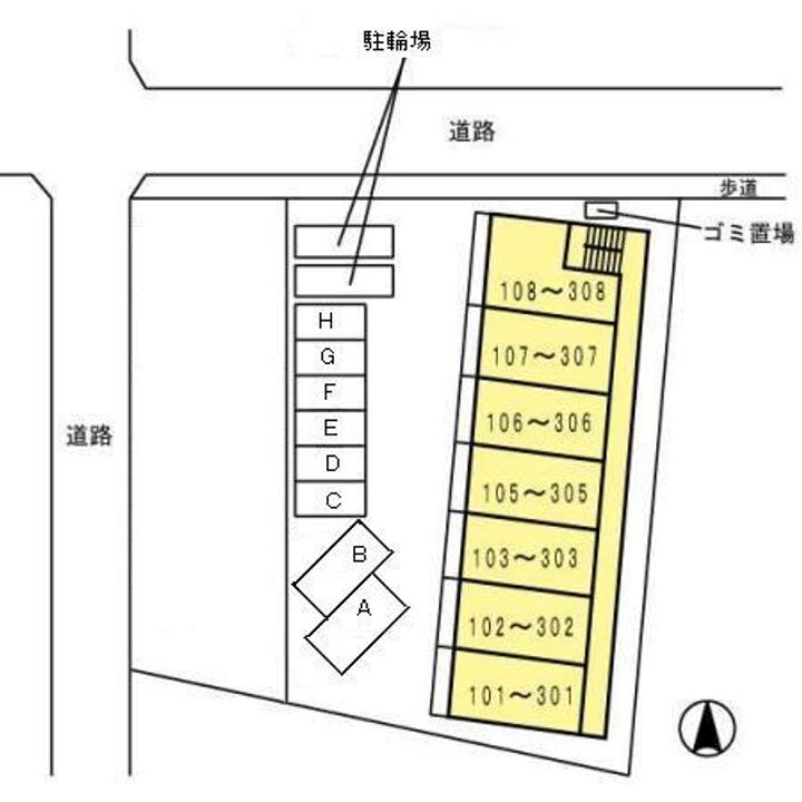 大阪府大阪市東住吉区公園南矢田4(アパート)の賃貸物件の間取り
