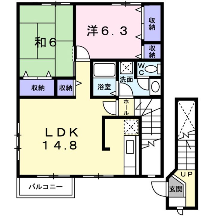 香川県観音寺市出作町(アパート)の賃貸物件の間取り