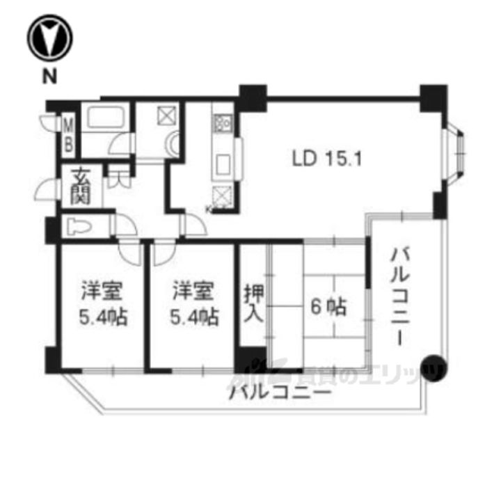 シャリマー五条の間取り