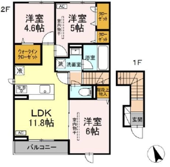 神奈川県相模原市南区東大沼3(アパート)の賃貸物件の間取り