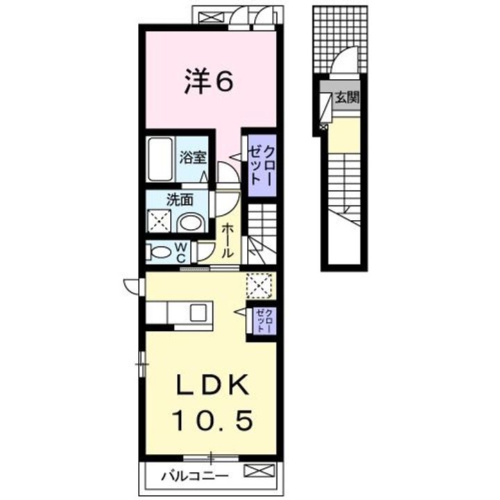 岡山県津山市上河原(アパート)の賃貸物件の間取り