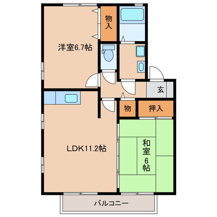 宮崎県都城市早水町(アパート)の賃貸物件の間取り