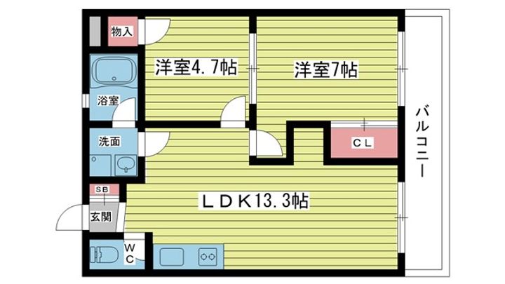 大阪府豊中市東豊中町4(マンション)の賃貸物件の間取り