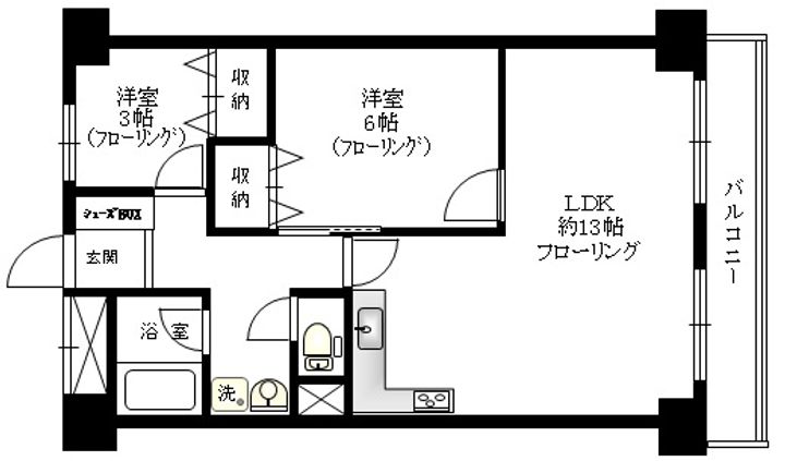 築地永谷コーポラスの間取り