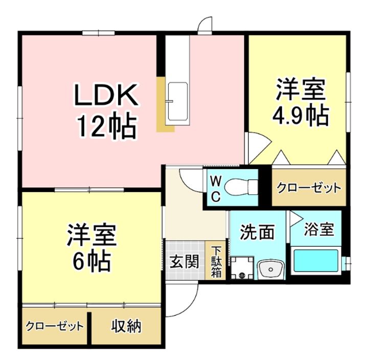 福岡県北九州市小倉南区中曽根東2(アパート)の賃貸物件の間取り