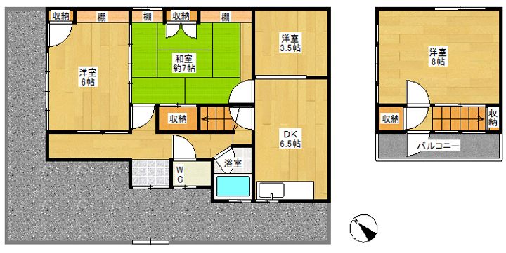 愛知県西尾市錦城町(一戸建)の賃貸物件の間取り