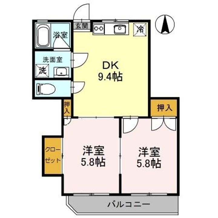 熊本県熊本市中央区水前寺5(アパート)の賃貸物件の間取り