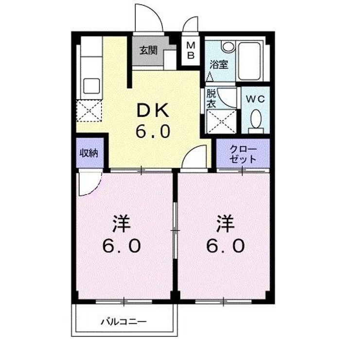 群馬県高崎市浜尻町(アパート)の賃貸物件の間取り