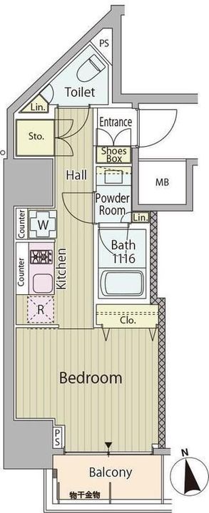 東京都港区高輪3(マンション)の賃貸物件の間取り