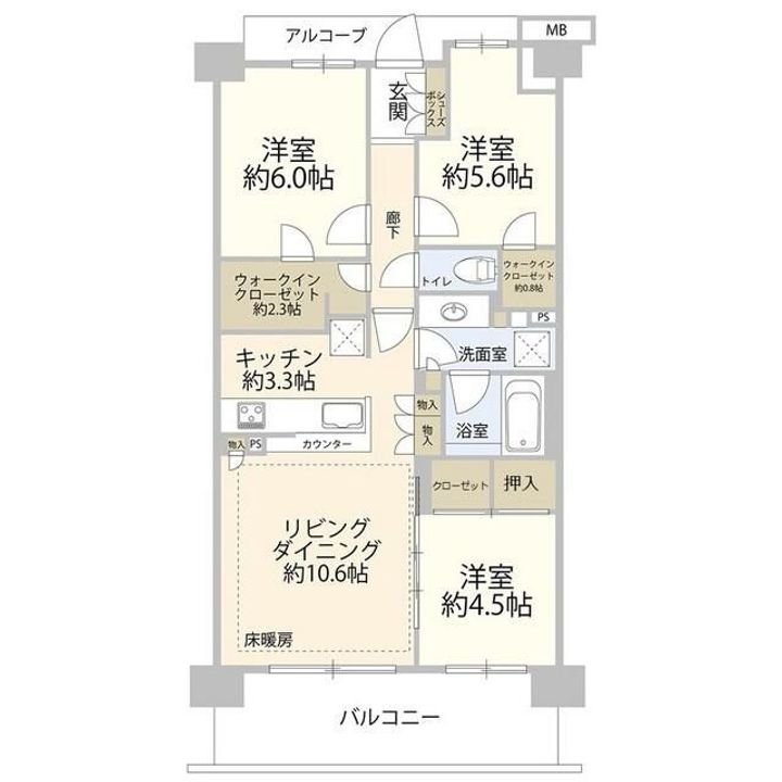 東京都国分寺市東恋ヶ窪1(マンション)の賃貸物件の間取り