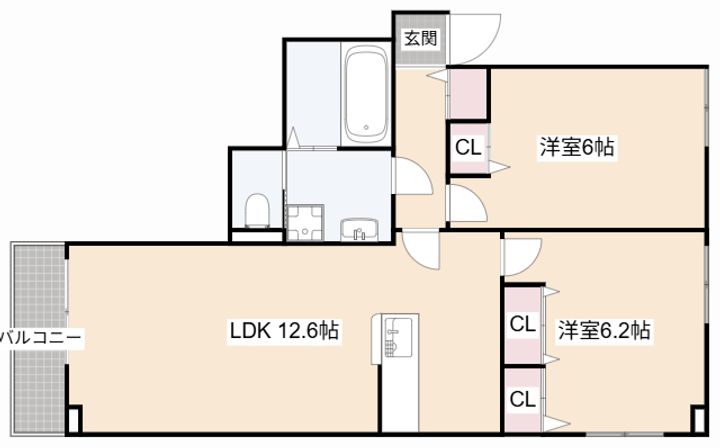 大阪府高槻市郡家新町(アパート)の賃貸物件の間取り