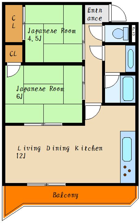 魚住コーポの間取り