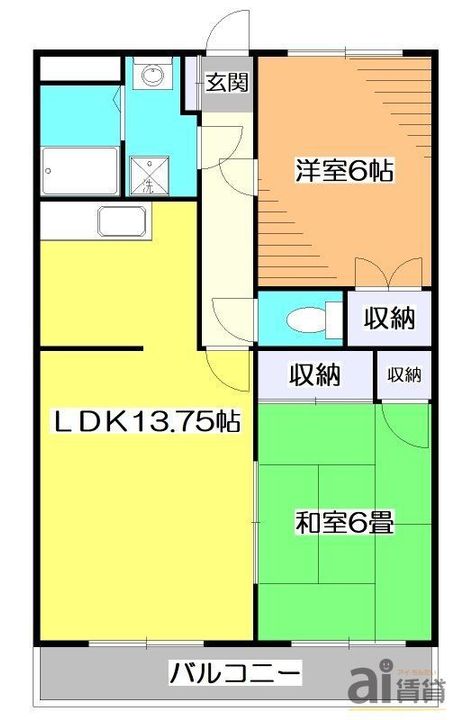 東京都小平市上水南町2(マンション)の賃貸物件の間取り